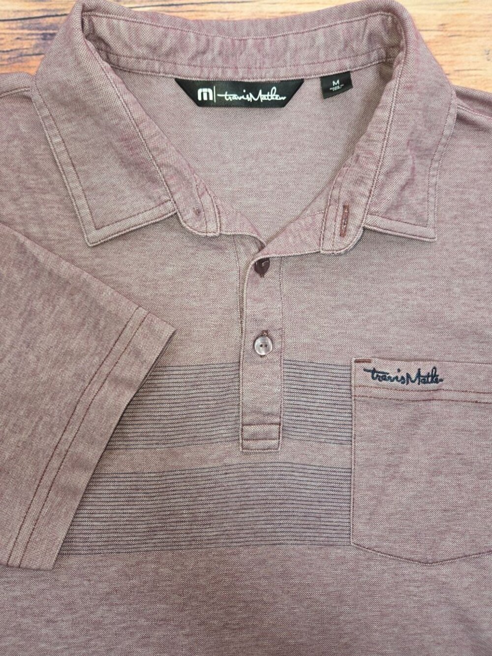 Travis Mathew Mens Maroon Heathered Polo Medium